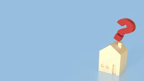 The House and question mark for real estate or property concept 3d rendering. Stock Illustration