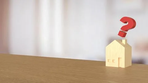 The House and question mark for real estate or property concept 3d rendering. Ilustración de archivo