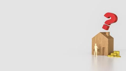 The House and question mark for real estate or property concept 3d rendering. Stock Illustration