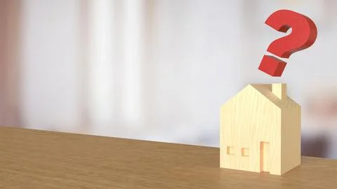 The House and question mark for real estate or property concept 3d rendering. 库存照片