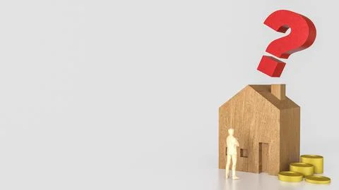 The House and question mark for real estate or property concept 3d rendering. 库存照片