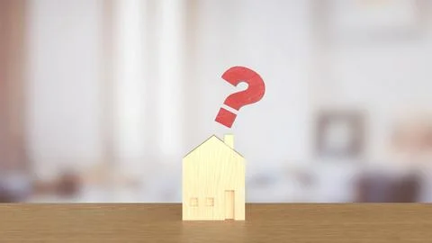 The House and question mark for real estate or property concept 3d rendering. 库存照片