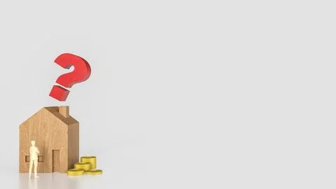 The House and question mark for real estate or property concept 3d rendering. 库存照片