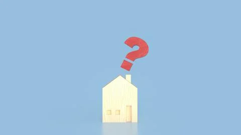 The House and question mark for real estate or property concept 3d rendering. 库存照片