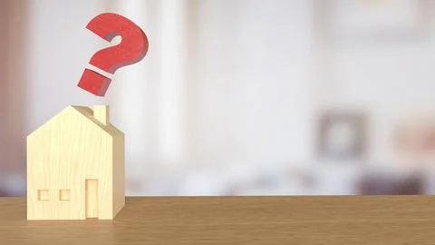 The House and question mark for real estate or property concept 3d rendering. 库存照片