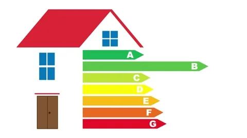House and scale of Energy Efficiency Certification. Stock Footage 283533128