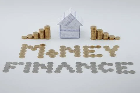 House and split step pile of gold coins Stock Photos