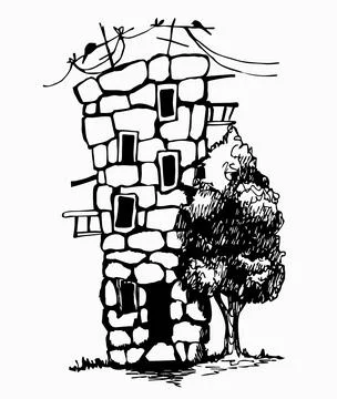 House and tree. Vector Stock Illustration