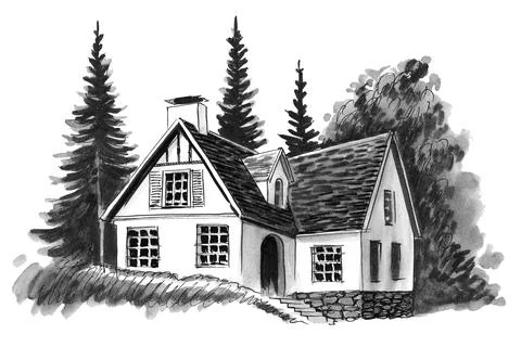 House and trees Stock Illustration