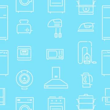 House Appliances Lines Seamless Pattern Stock Illustration