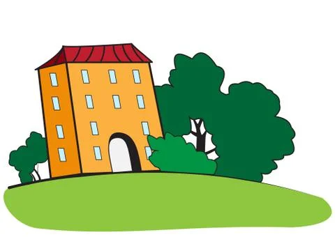 House with an arch Stock Illustration