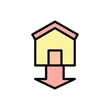 House arrow down icon. Simple color with outline vector elements of bankruptcy Stock Illustration
