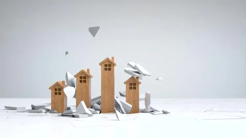 House arrow graph rises from the cracked ground, Real estate, Business concept Stock Footage 244969392