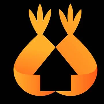 House arrow negative space in abstract shape orange color with gradient Stock Illustration