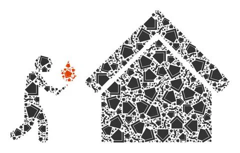 House Arsonist Recursion Icon Composition of Self Items Stock Illustration