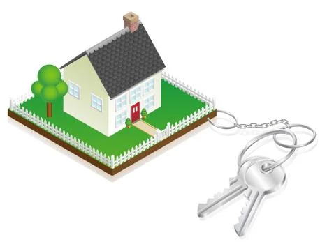 House attached to keys as keyring Stock Illustration