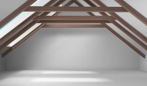 House attic interior, empty mansard room on roof Stock Illustration
