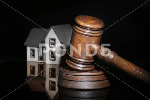 House Auction, Gavel and Property. concept for home ownership, buying, selling Stock Photos
