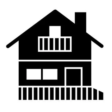 House with balcony solid icon. Home vector illustration isolated on white. Attic イラスト素材