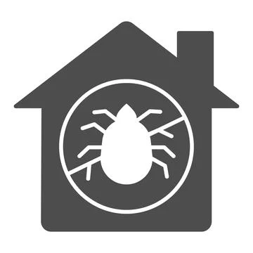 House with ban on insects solid icon, pest control concept, Ban mites sign on Stockillustratie