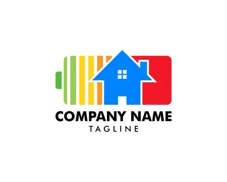 House Battery Logo Template Vector Design Element Stock Illustration
