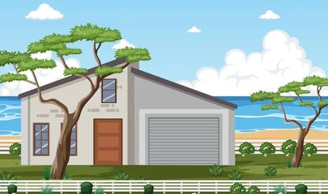 House by the beach Stock Illustration