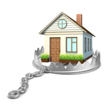 House in bear trap Illustration