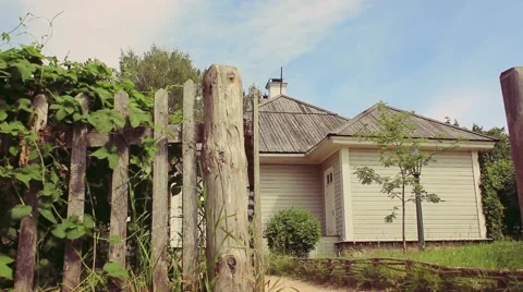 The house behind the wooden fence Stock Footage