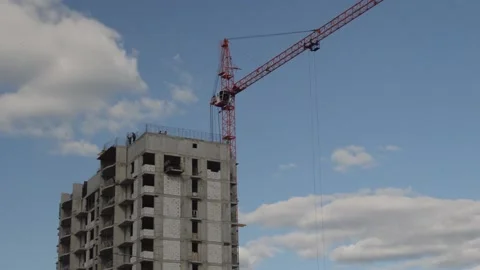 The house is being built. Construction crane Stock Footage 132216781