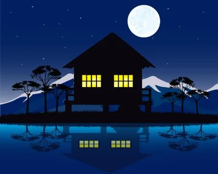 House beside yard Stock Illustration