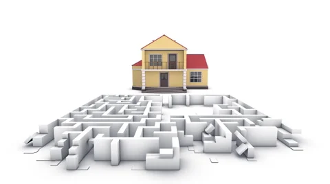 House is blocked by maze Stock Footage 1085654