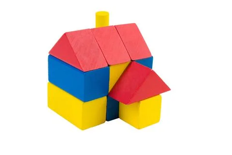 House from blocks of children's constructor on a white background. Foto stock
