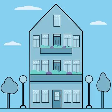 House on a blue background Stock Illustration