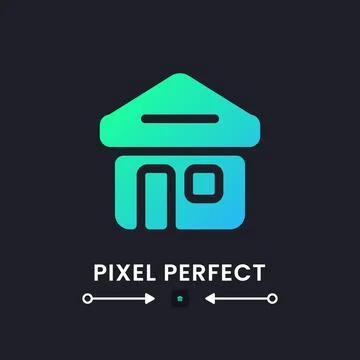 House blue solid gradient desktop icon on black Stock Illustration
