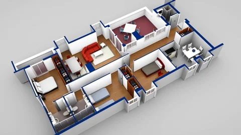 House blueprint 3d loop Stock Footage 85812406
