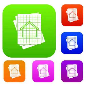 House blueprint set collection 스톡 일러스트