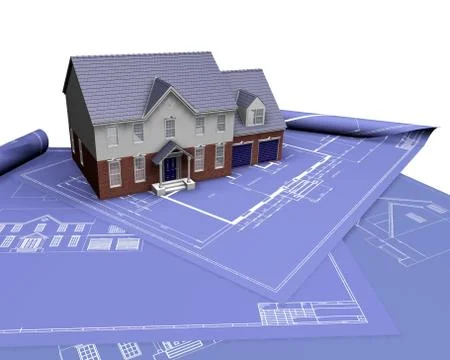 House on blueprints Stock Illustration