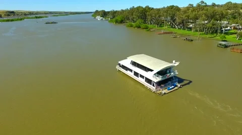 House boat on the river murray Stock Footage 68602253