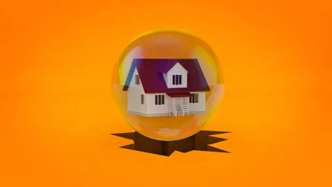 House on the break, concept. 3d rendering Stock Illustration