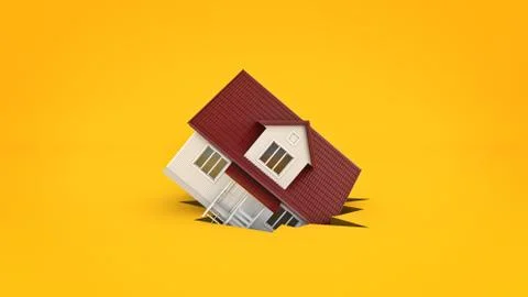 House on the break, concept. 3d rendering Stock Illustration