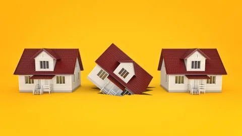 House on the break, concept. 3d rendering Stock Illustration
