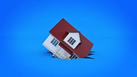 House on the break, concept. 3d rendering Stock Illustration