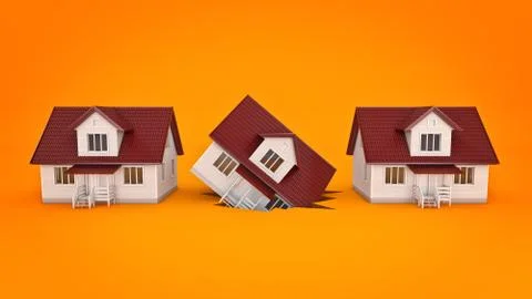 House on the break, concept. 3d rendering Stock Illustration