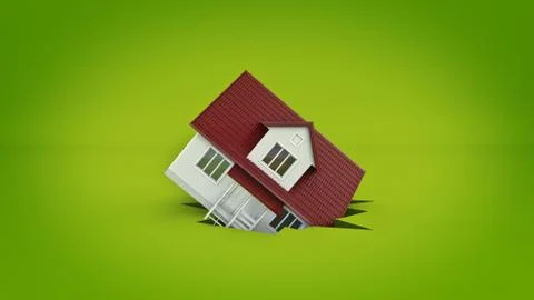 House on the break, concept. 3d rendering Stock Illustration