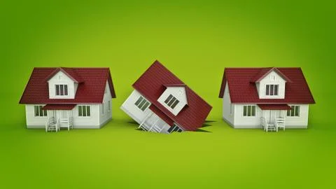 House on the break, concept. 3d rendering Stock Illustration