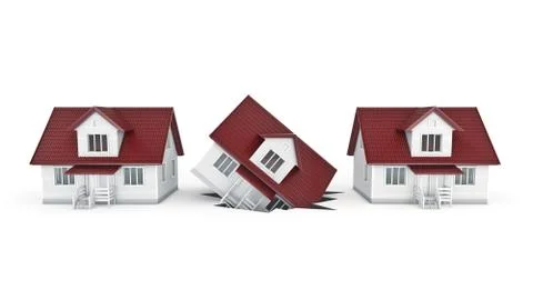 House on the break, concept. 3d rendering Stock Illustration