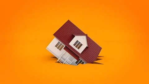 House on the break, concept. 3d rendering Stock Illustration