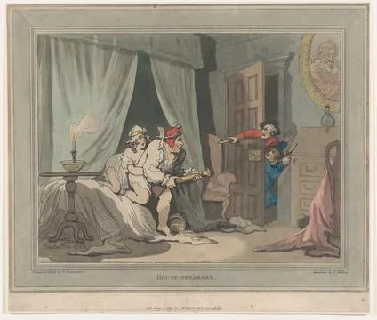 House-Breakers August 1, 1791 Drawn and etched by Thomas Rowlandson Two men.. Stock Photos