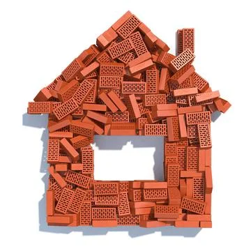 House from bricks isolated on white. Construction concept. House from bric... 写真素材