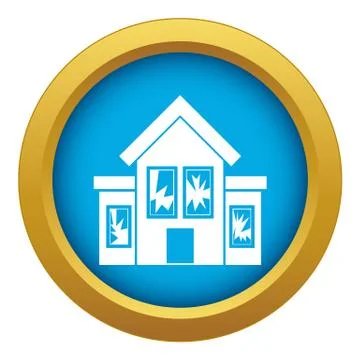 House with broken windows icon blue isolated Ilustración de archivo